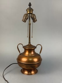 A 1920s Arts & Crafts Copper and Brass Table Lamp by Arrow Metal New York