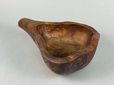 Mid 20th Century Hand Carved Wood Bowl with Handle