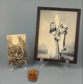 A Group of Three Items: A Rose and Hopkins Photograph of Ra-de-da, an Indigenous Postcard, and a