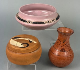 Three Contemporary Native American Pottery Vessels