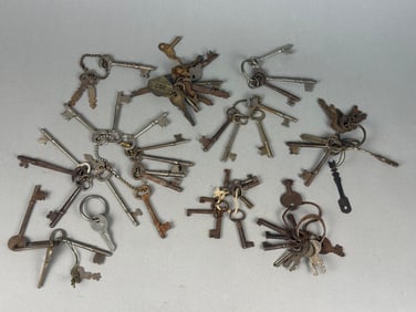 A Collection of Vintage and Antique Skeleton, Clock, and Modern Flat Keys