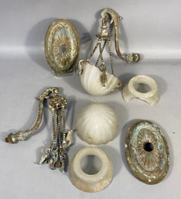 A Pair of Late 19th/Early 20th Century Neoclassical Revival or Victorian Brass/Bronze Wall Sconce