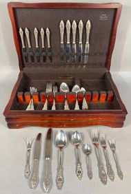 A Set of W. Hansat 90 Silver-Plated Flatware in a Fitted Wooden Chest