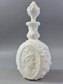 Fostoria 'Jenny Lind' Milk Glass Cologne Bottle with Stopper