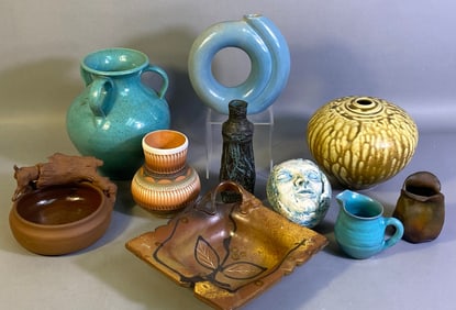 Ten Ceramic and Earthenware Art Pottery Pieces