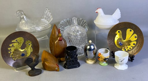 A Collection of Chicken and Rooster Themed Decorative Objects