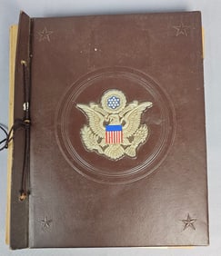 Vintage World War II Era U.S. Military Scrapbook Album, with Great Seal of the United States,