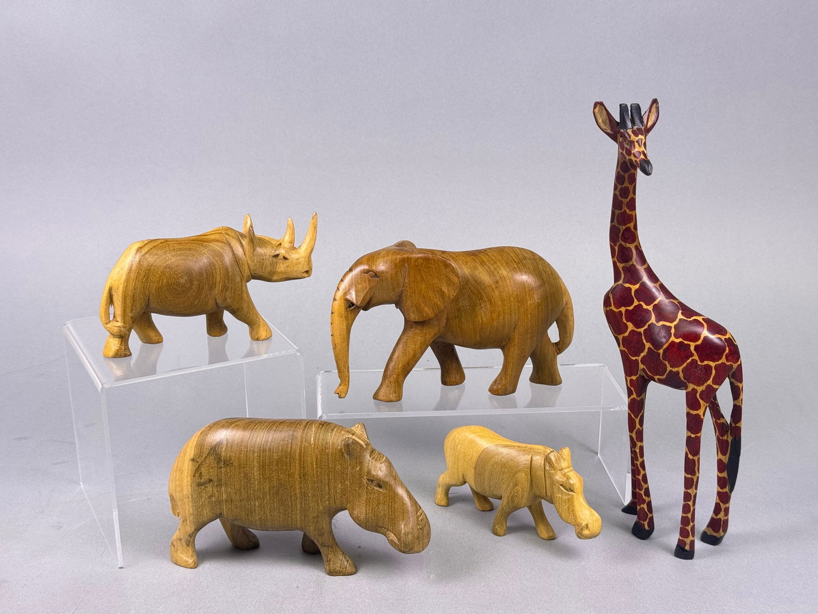 A Group of Hand-Carved Wooden African Animal Figurines (1 of 6)