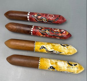 A Group of Aboriginal Tapping Clap Sticks by Ben Appleton and Geneine Townsend