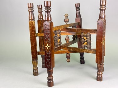 Moorish Moroccan Inlaid Folding Wood Tray Table Stand