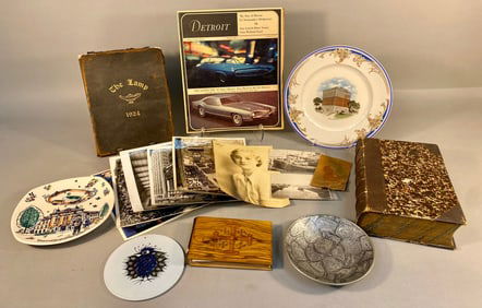 A 1967 Detroit Magazine Featuring Oldsmobile Toronado, with a Collection of Books, Ceramic Plates,