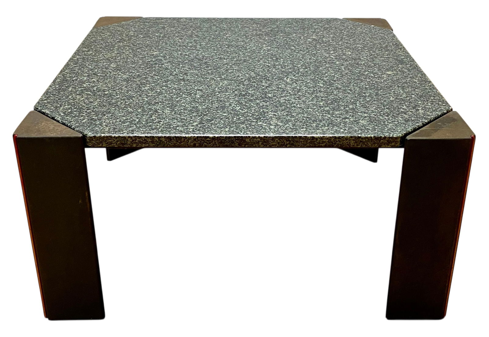 A Postmodern Octagonal Coffee Table with Granite Top and Patinated Metal Base, circa 1980s (1 of 7)