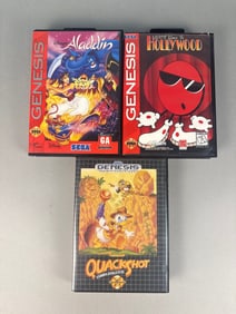 Three Sega Genesis Video Games, including 'QuackShot Starring Donald Duck'