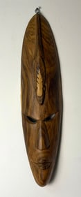Hand Carved Wooden Tribal Mask with Reptile Motif