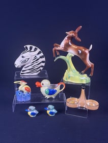 A Collection of Six Mid-20th Century Japanese Glazed Ceramic Decorative Items