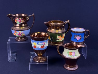 A Collection of English Copper Lusterware Vessels