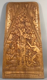 Carved Wooden Panel by Jesus Mikel, Palau, "The Breadfruit Story"