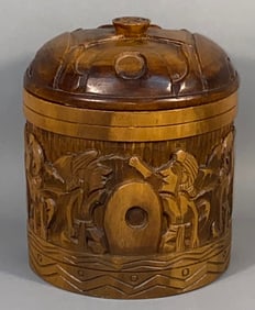 A Mid-20th Century Hand Carved Malayan Wooden Cake Stand with Dome Lid