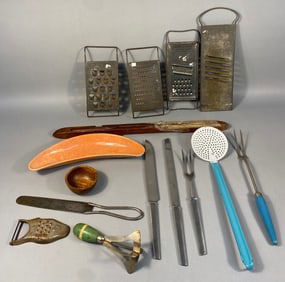 A Collection of Vintage Kitchen Utensils and Gadgets