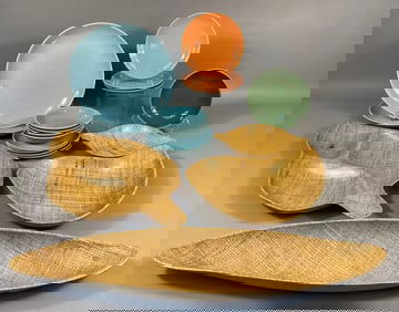 A Collection of Mid-20th Century American Ceramic Dinnerware and Grainware 'Abaca' Molded Fibre