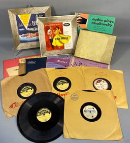 A Collection of Vintage 1940s-1960s Vinyl Records and Recording Blanks
