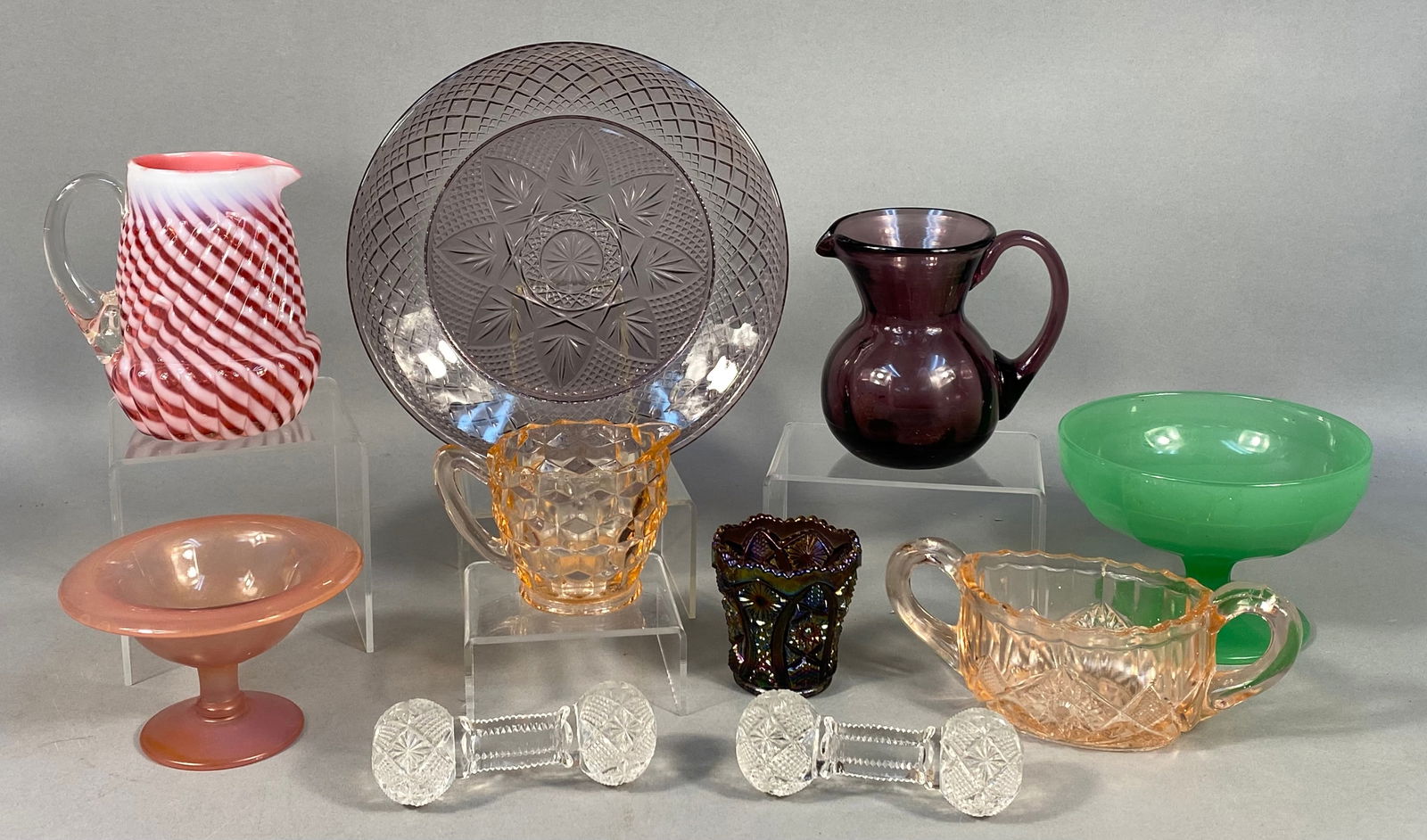 A Collection of Glassware, including a Cristal D'Arques Durand Antique Amethyst Dinner Plate (1 of 11)