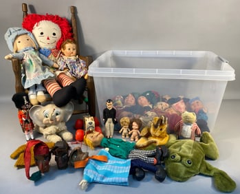 A Collection of  Mid-to-Late 20th Century Dolls, Puppets, and Plush Toys