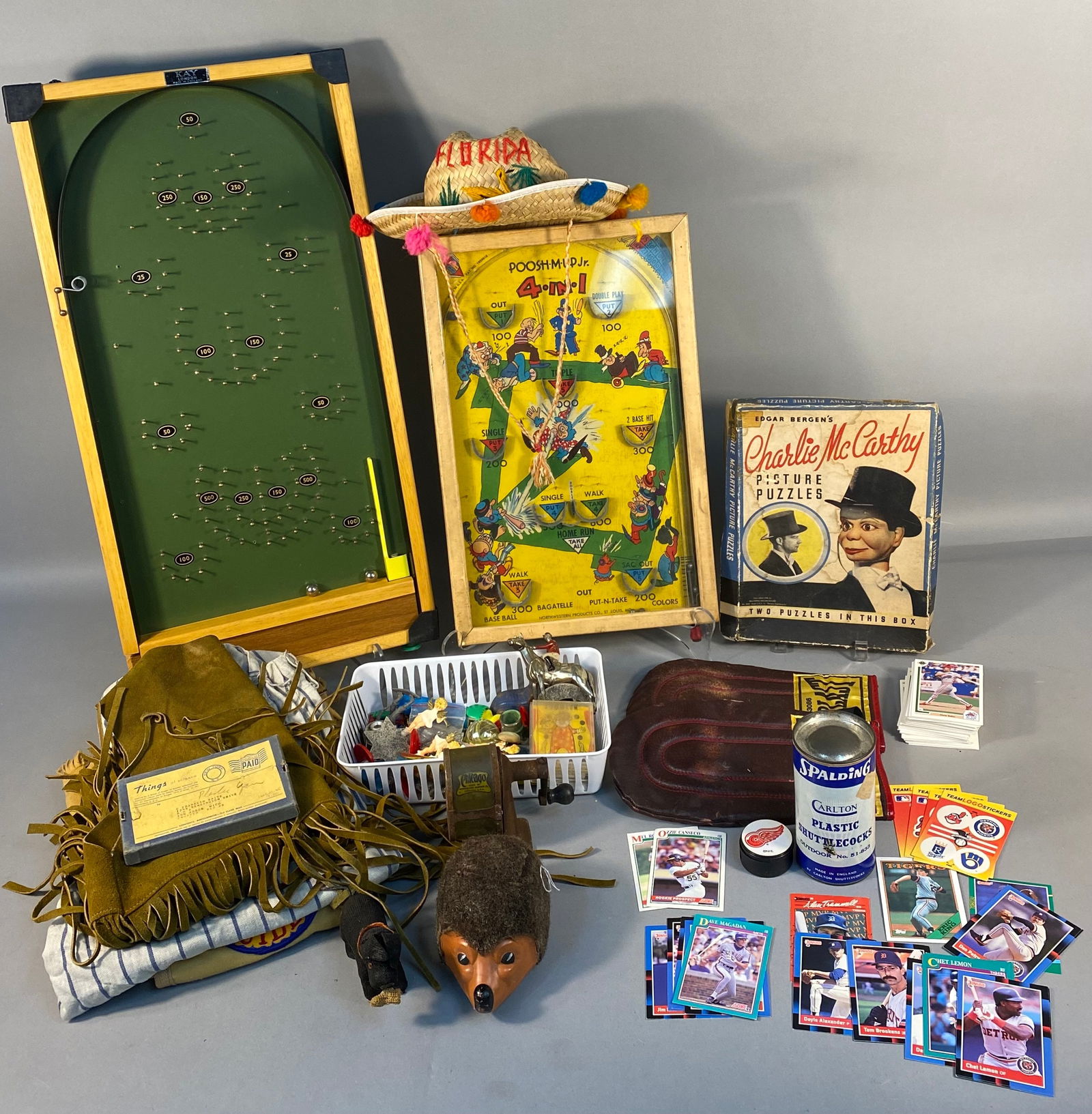 A Northwestern "POOSH-M-UP Jr. 4-IN-1" Baseball Bagatelle Pinball Game and a Diverse Collection of (1 of 20)