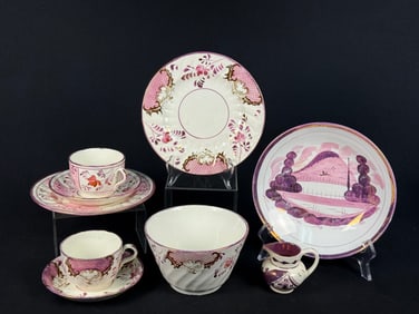 A Collection of Charles Allerton & Sons and Old Castle Pink Lustreware Tableware