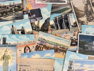 A Collection of Vintage Postcards and One Souvenir Booklet, Mid-20th Century, including London, Fort