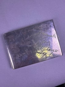 WWI Era Silver Cigarette Case with Engraved Signatures, dated 1916