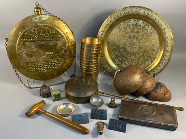 A Large Collection of Assorted Metalware, including Brass, Copper, and Silver-Colored Items