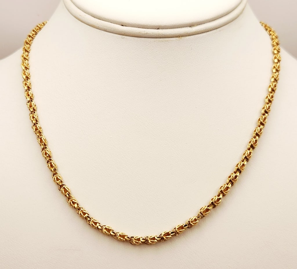 14K Yellow Gold Necklace 15 Grams: Byzantine link necklace is 16".