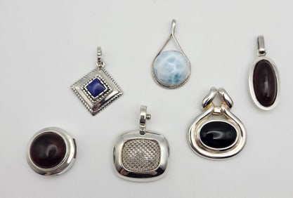 Assorted Sterling Gemstone Pendants 34.4 Grams