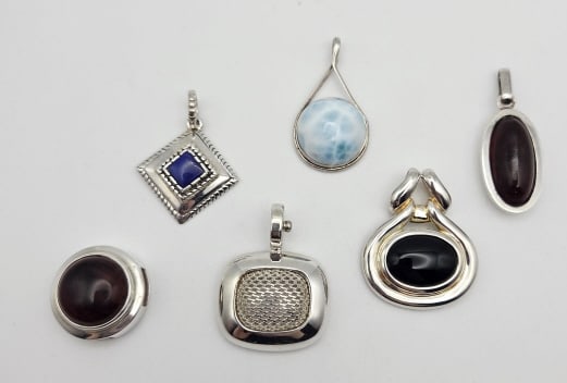 Assorted Sterling Gemstone Pendants 34.4 Grams (1 of 7)