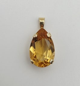 14K Gold Yellow Citrine Pendant 1.4 Grams