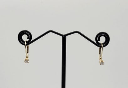 14K Gold Crystal Earrings 0.75 Grams