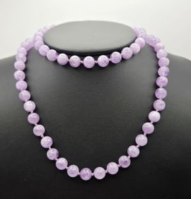Sterling Amethyst Beaded Necklace 56.6 Grams