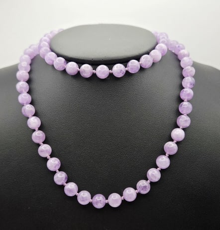 Sterling Amethyst Beaded Necklace 56.6 Grams: Necklace Measures 28" Necklace Weighs 59.6 Grams