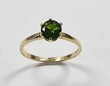 14K Yellow Gold Green Tourmaline Ring 1.3 Grams