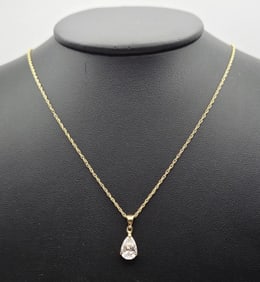 Sterling Crystal Teardrop Necklace 3.1 Grams
