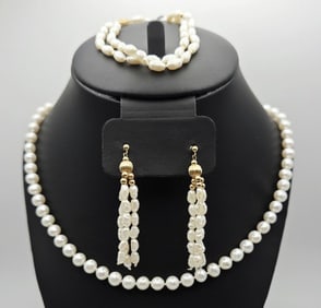14K Gold Freshwater Pearl Set
