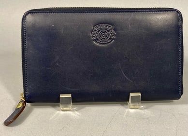 A Ghurka Navy Blue Leather Zip-Around Wallet
