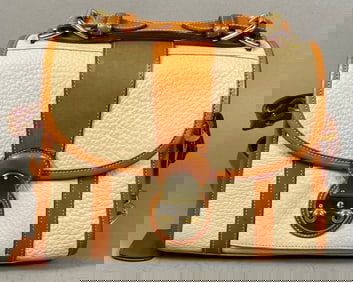 Vintage Dooney & Bourke All-Weather Leather Crossbody Bag, Off-White and Tan