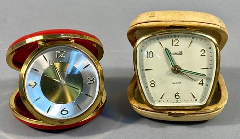 A Pair of Vintage Seth Thomas and Forestville Mechanical Travel Alarm Clocks, Germany