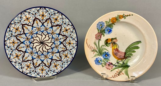 A Pair of Mexican Hand-Painted Ceramic Plates