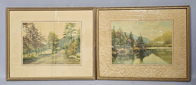 A Pair of Wallace Nutting Hand-Colored Landscape Prints