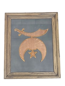 Vintage Framed Masonic Shriners Copper-Toned Emblem Plaque