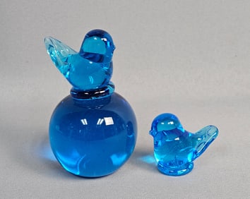 A Pair of Leo Ward 'Bluebird of Happiness' Art Glass Sculptures