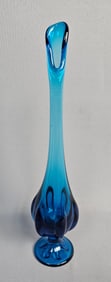Mid-Century Modern Viking Glass Epic Bluenique Two-Tone Blue Swung Vase